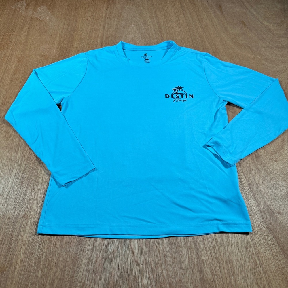 Island Beach Lifestyle Destin Florida UPF 50 Shirt Womens L Blue Beach
